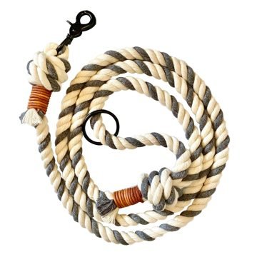 Black N White Twisted Cotton Rope Dog Leash