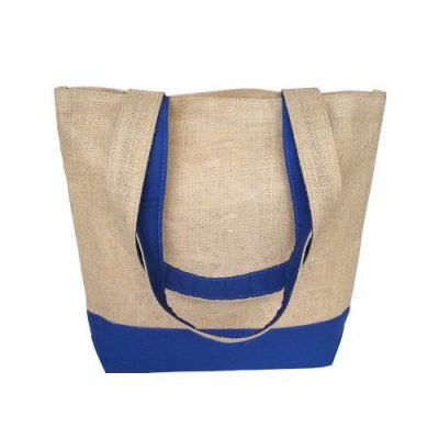 Blue and Natural Shoulder Shopping Tote Bag