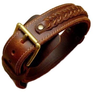 Braided Heavy Duty Leather Dog Collar