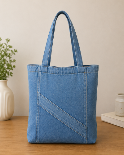 Fashion Denim Tote Bag with Inner Pocket