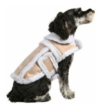 Fur Sued Dog Harness Style Vest for Winter