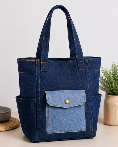 Heavy-Duty Denim Tote Bag