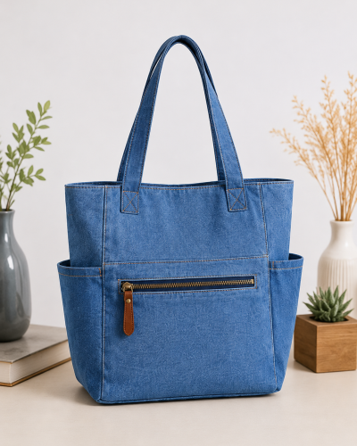 Lightweight Denim Reusable Shopping & Beach Bag