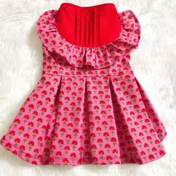 Polki Dot Printed Cotton Summer Dog Skirt Dress