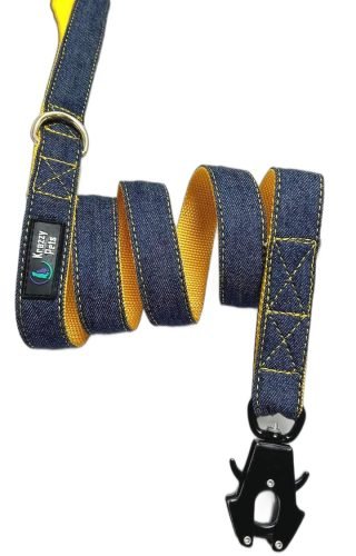 Premium Denim Dog Leash with Quick-Release Frog Clasp